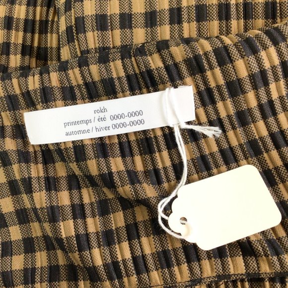 ROKH BROWN / BLACK GINGHAM CHECKERED MIDI DRESS - Picture 4 of 4